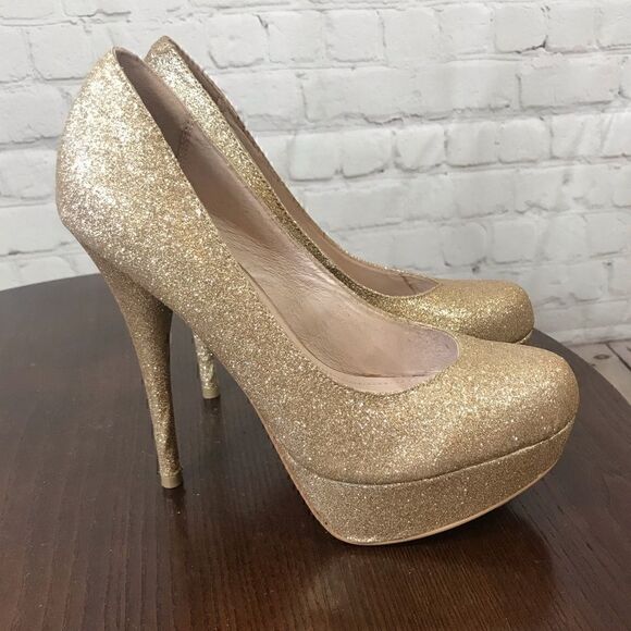 7.5 Steve Madden Caryssa G Gold Glitter pumps EUC - Picture 3 of 8